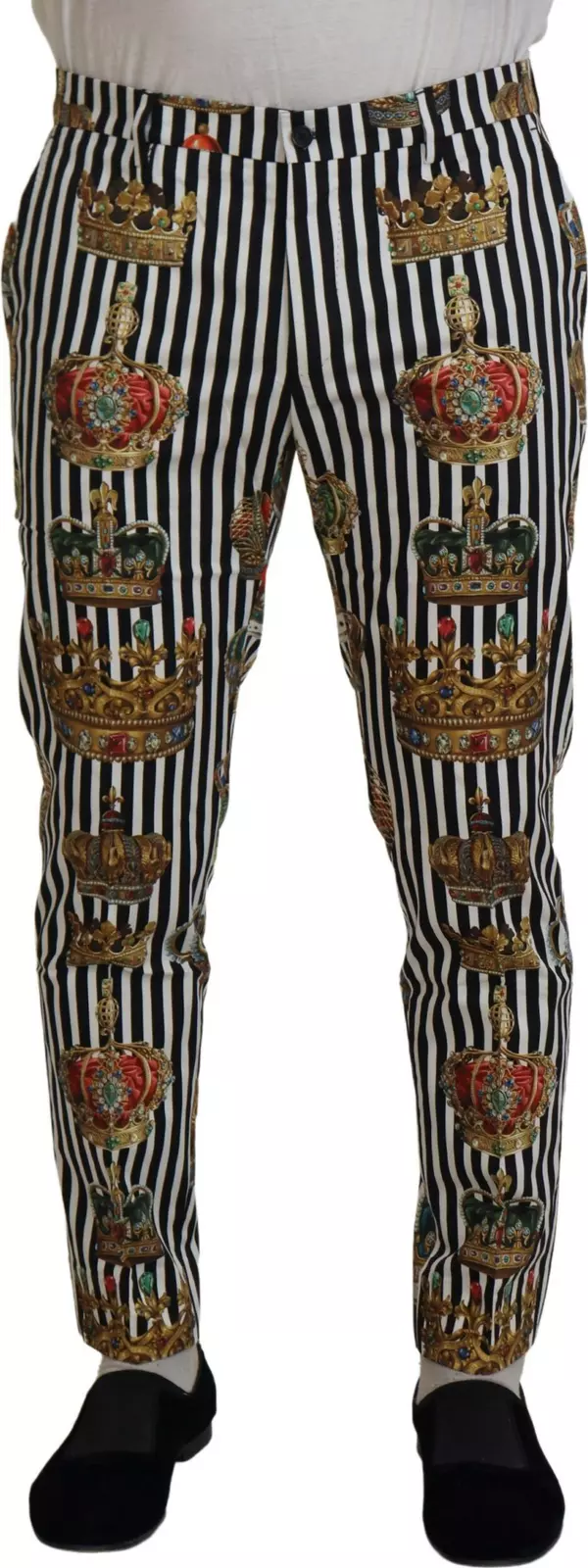 White Cotton Stretch Crown Trouser Pants