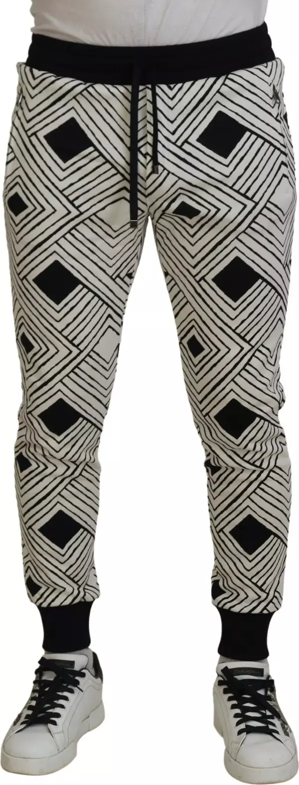 Black White Cotton Trousers Sport Pants