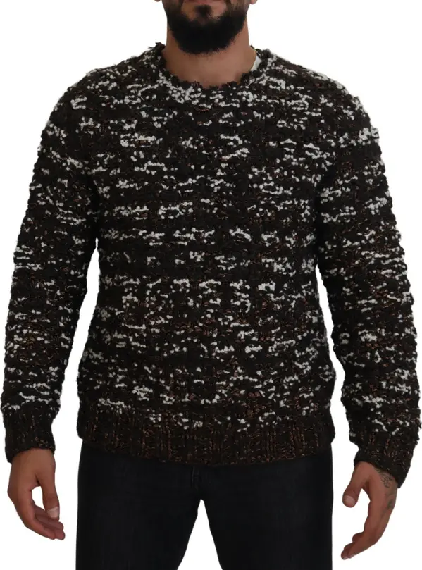Brown Knitted Wool Fatto A Mano Sweater