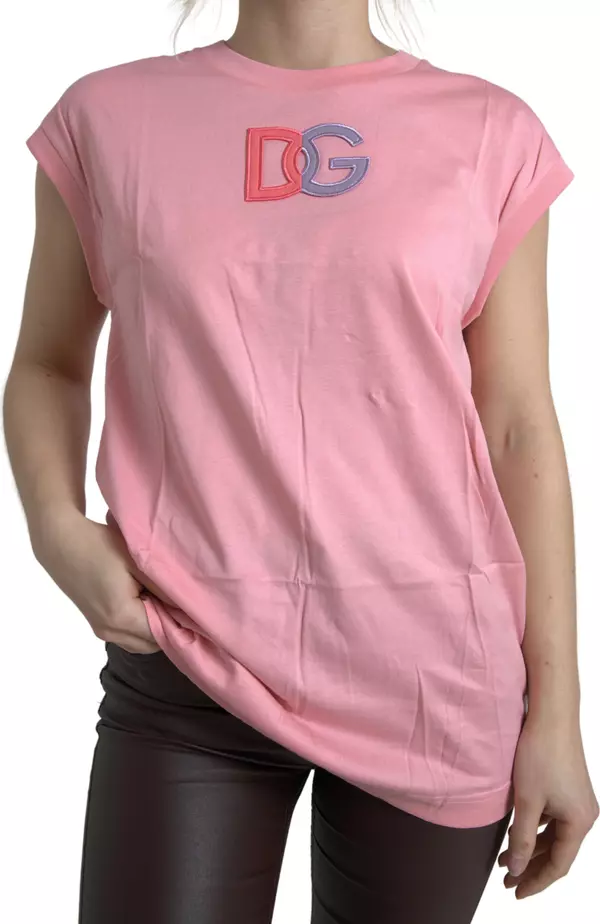 Pink Cotton DG Logo Crew Neck Tank T-shirt
