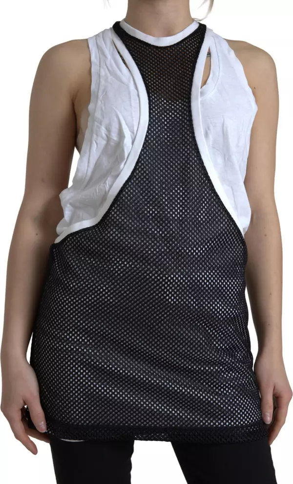 Black White Crewneck Sleeveless Tank Top