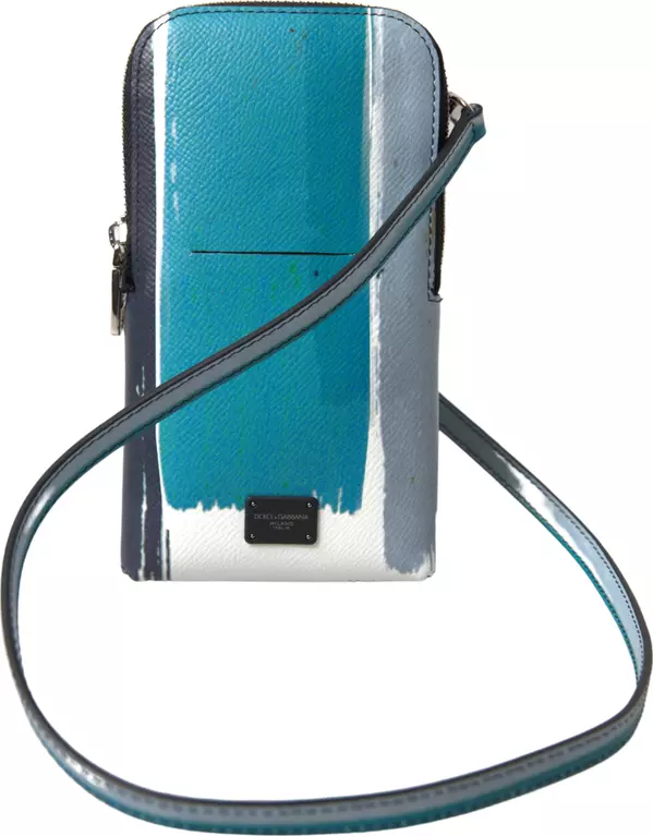 Blue Leather Purse Crossbody Sling Phone Bag Unisex