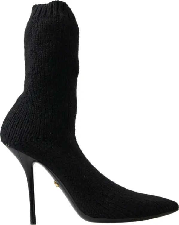 Black Stiletto Heel Mid Calf Women Boot Shoes