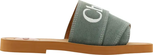 Forest Green Cotton Slides Woody Sandals