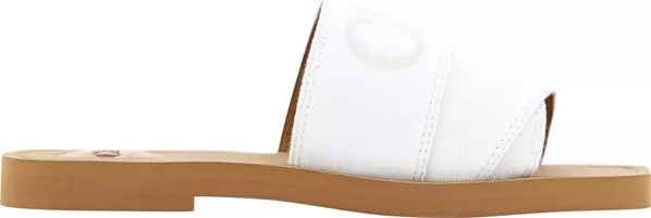 White Cotton Slides Woody Sandals