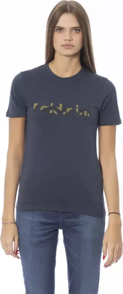 Blue Cotton Women T-Shirt