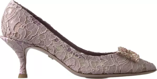 Pink Floral Lace DG Crystal Pumps Shoes