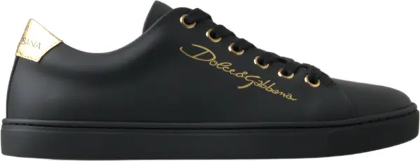 Black Gold Leather Classic Sneakers Shoes