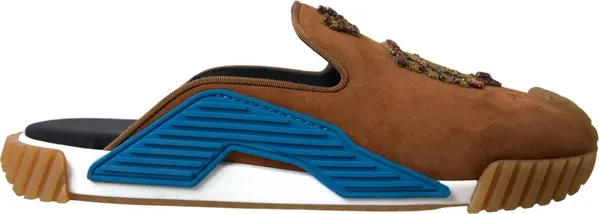 Brown Suede Crown Logo NS1 Slides Sandals