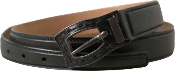 Black Leather Metal Buckle Cintura Belt