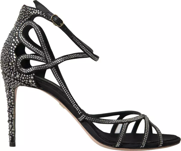 Rhinestone Stiletto Sandal Satin Shoes