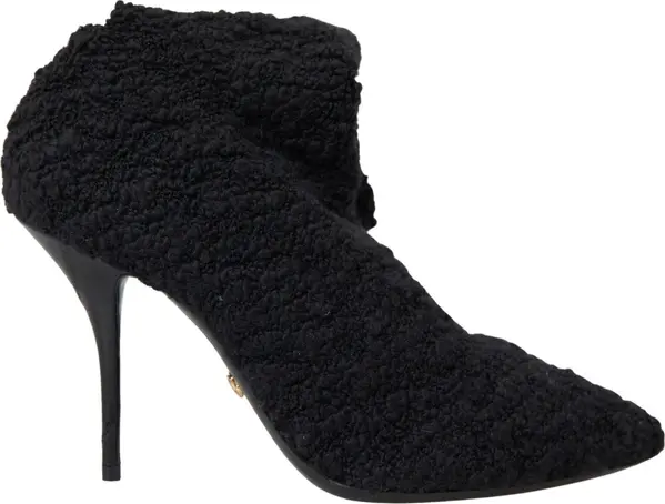Black Stiletto Heels Mid Calf Boots