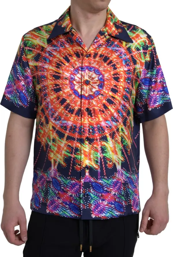 Multicolor Luminarie Print Men Shirt Silk