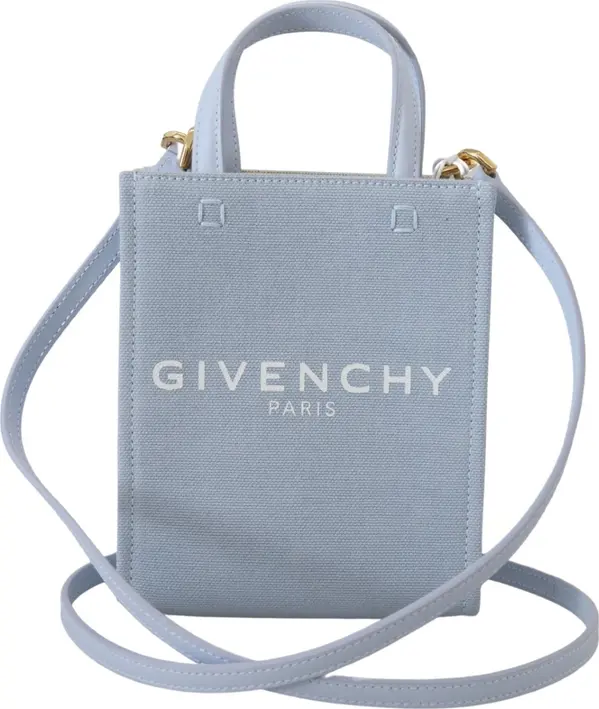 Blue Coated Canvas Vertical Cloud Mini Shoulder Bag