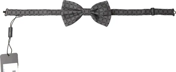 Black White Pattern Adjustable Neck Papillon Bow Tie