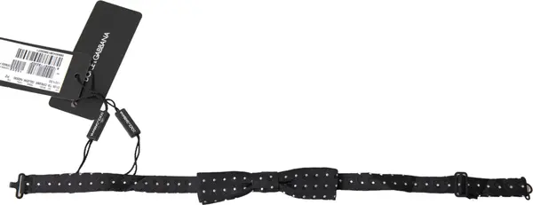 Black Polka Dot Silk Adjustable Men Neck Papillon Bow Tie