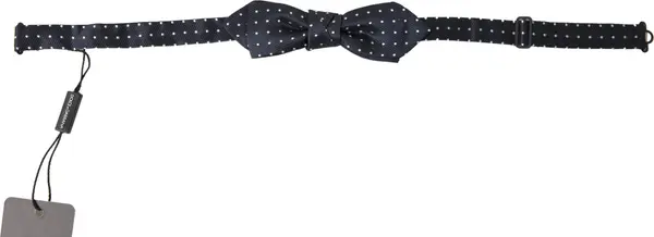 Blue Polka Dot Silk Adjustable Men Neck Papillon Bow Tie