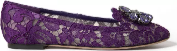 Purple Vally Taormina Lace Crystals Flats Shoes