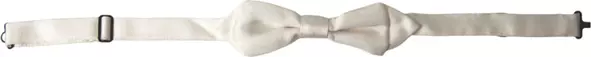 White Silk Slim Adjustable Neck Papillon Bow Tie