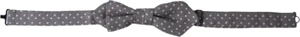 Gray Polka Dots Silk Adjustable Neck Papillon Bow Tie