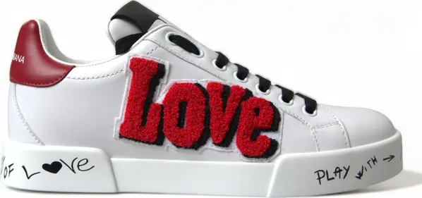White Love Patch Portofino Classic Sneakers Shoes
