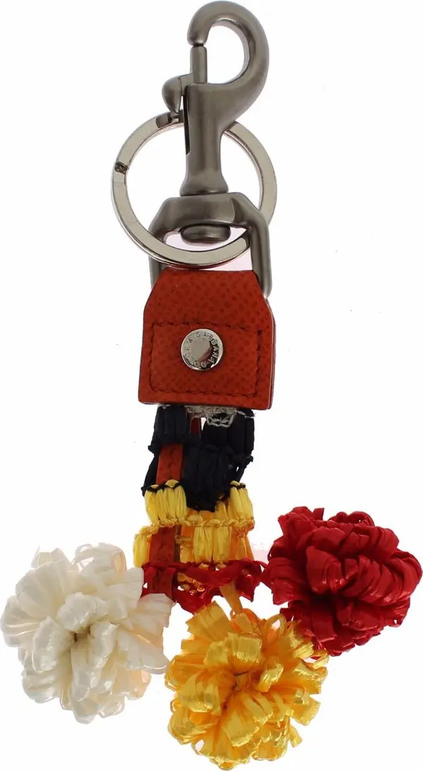 Red White Raffia Leather Clasp Finder Keyring Keychain