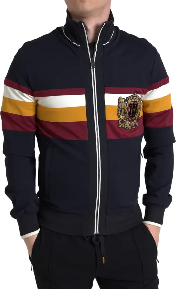 Blue Cardigan Heraldic Full Zip Sweater