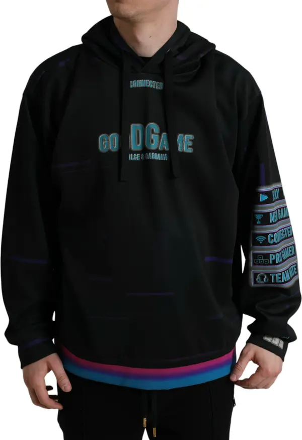 Black Logo Print Hooded Sweatshirt Sweater