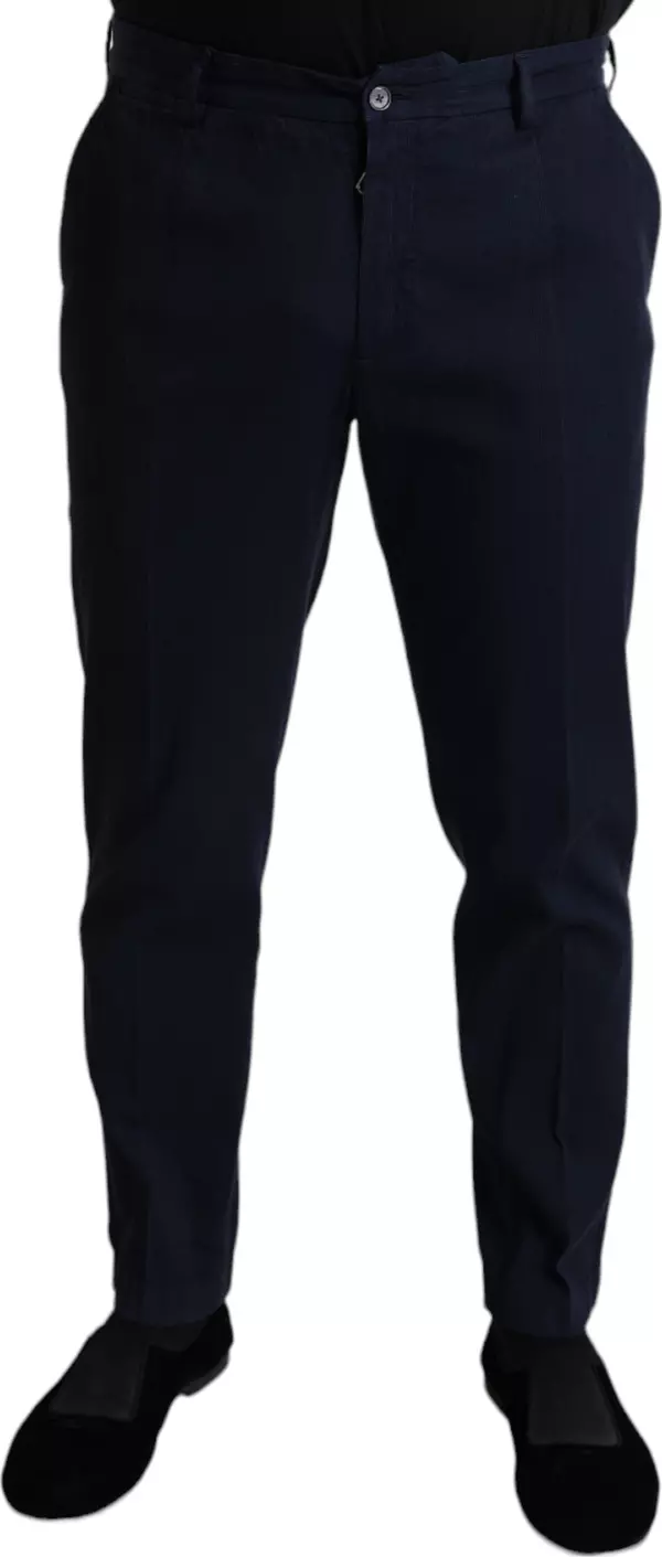 Dark Blue Cotton Stretch Slim Fit Dress Pants