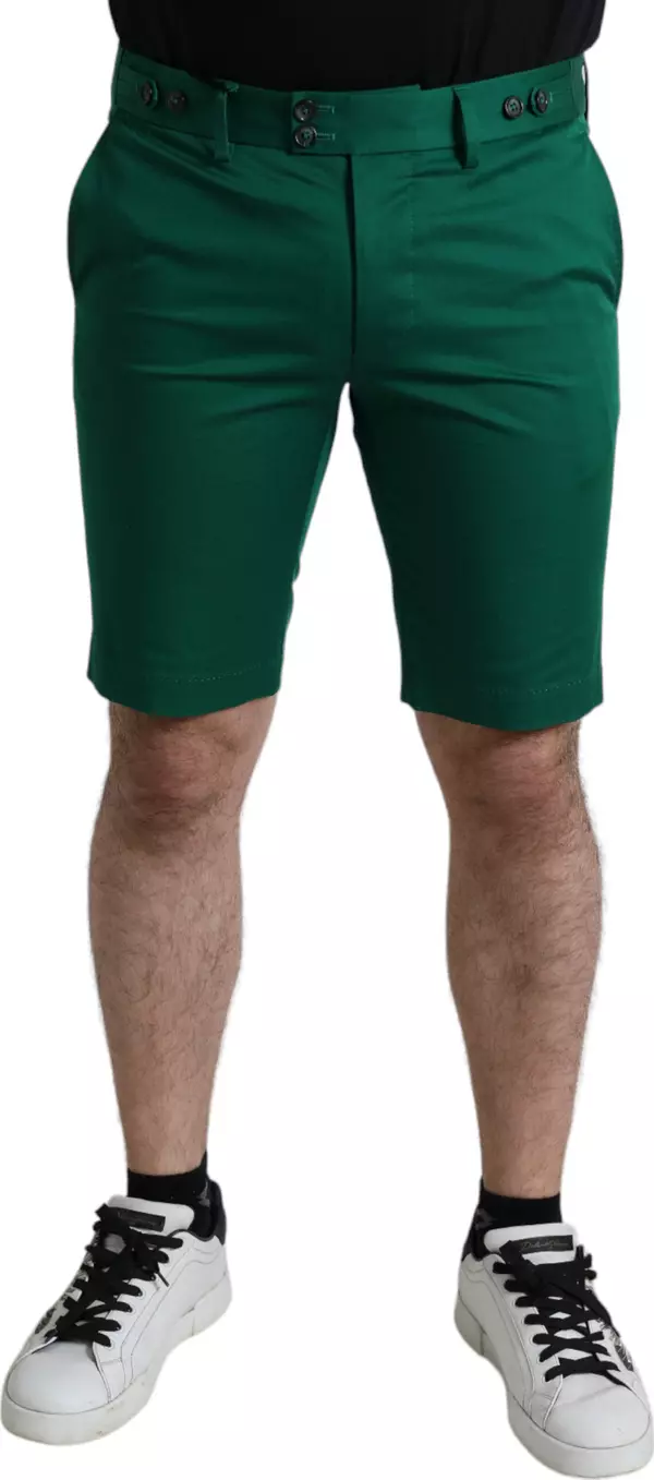 Deep Green Cotton Stretch Men Bermuda Shorts