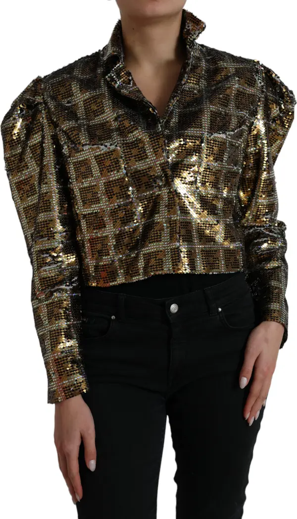 Multicolor Polyester Sequined Cropped Jacket