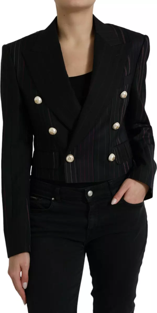 Black Striped SICILIA Double Breasted Jacket