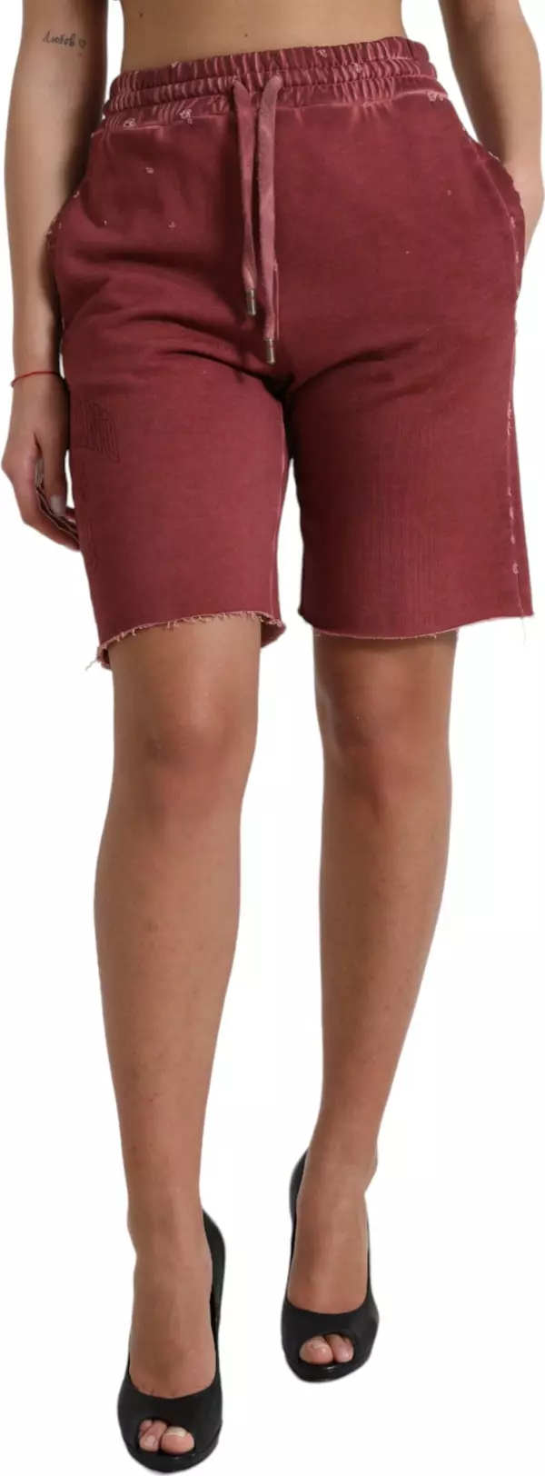 Maroon Cotton High Waist Sweatshorts Shorts