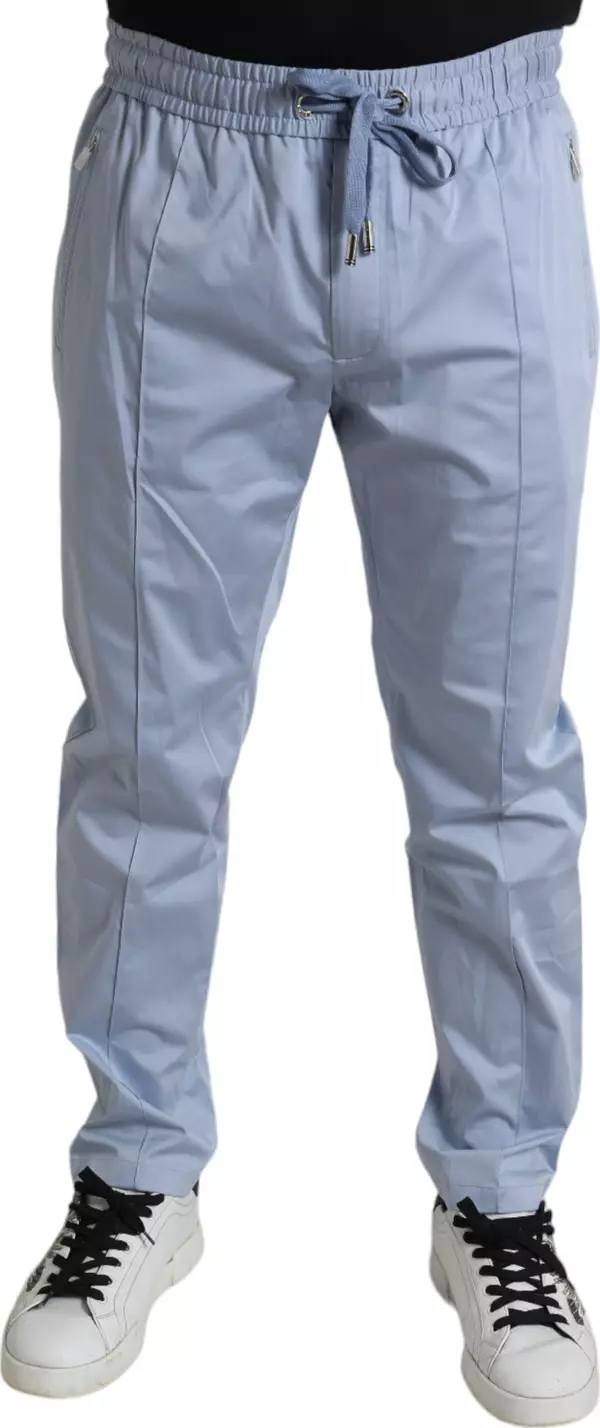 Light Blue Cotton Stretch Jogger Pants