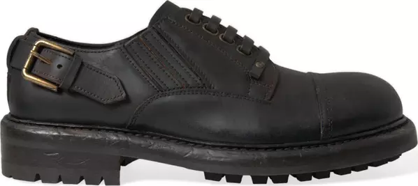 Brown Leather Lace Up Derby Men Dress Shoes