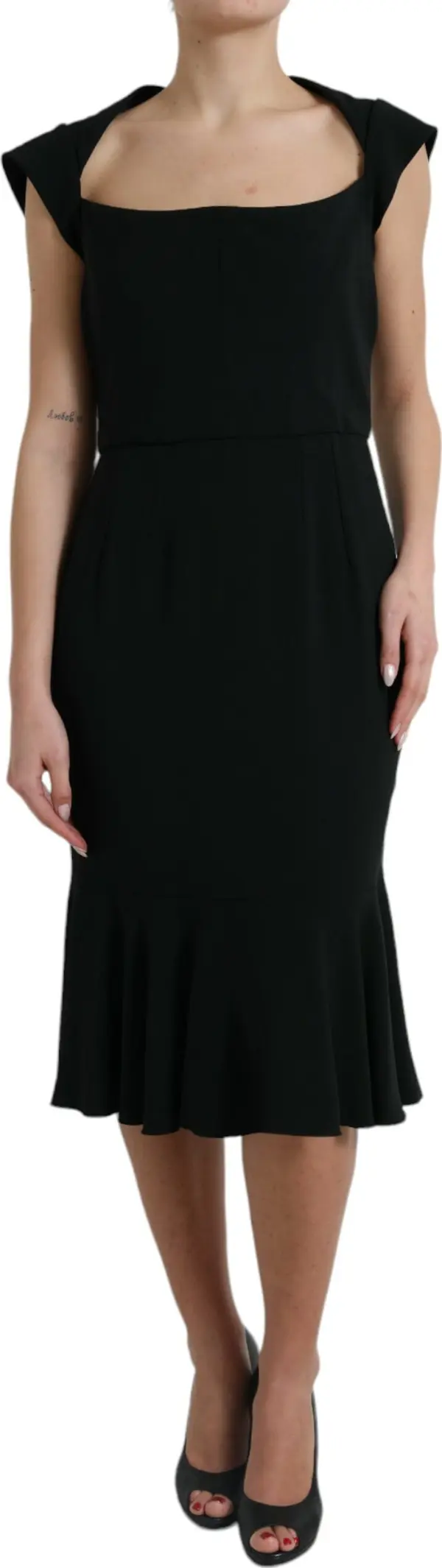 Black Cady Viscose Sleeveless Dress