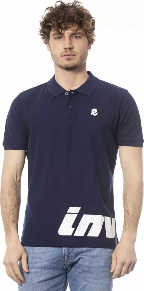 Blue Cotton Men Polo Shirt