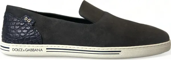 Blue Suede Caiman Men Loafers Slippers Shoes