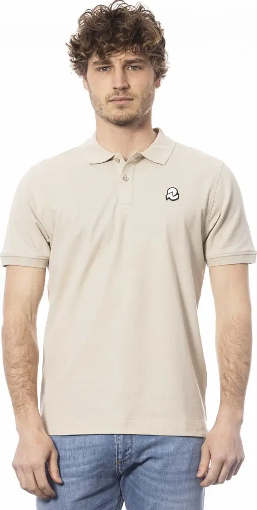 Beige Cotton Men Polo Shirt