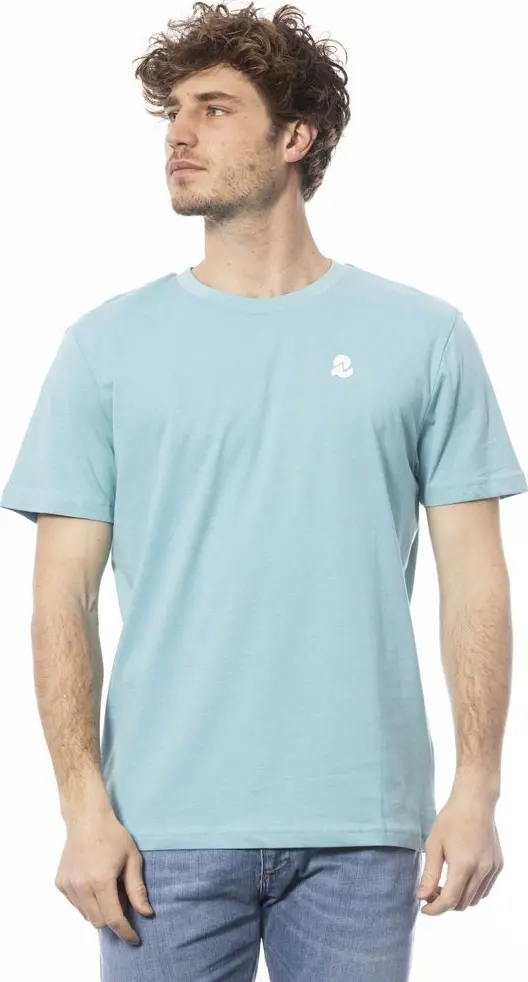 Light Blue Cotton Men T-Shirt
