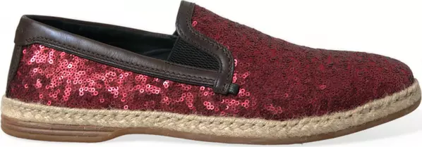 Red Sequined Loafers Slippers Men Shoes