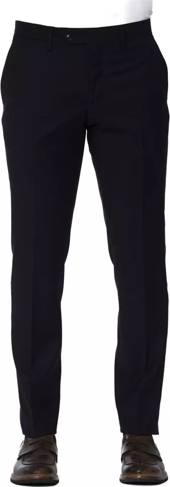 Blue Wool Men Trouser