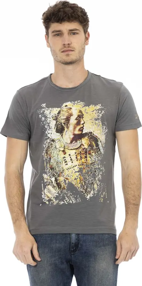 Gray Cotton Men Short Sleeve T-Shirt