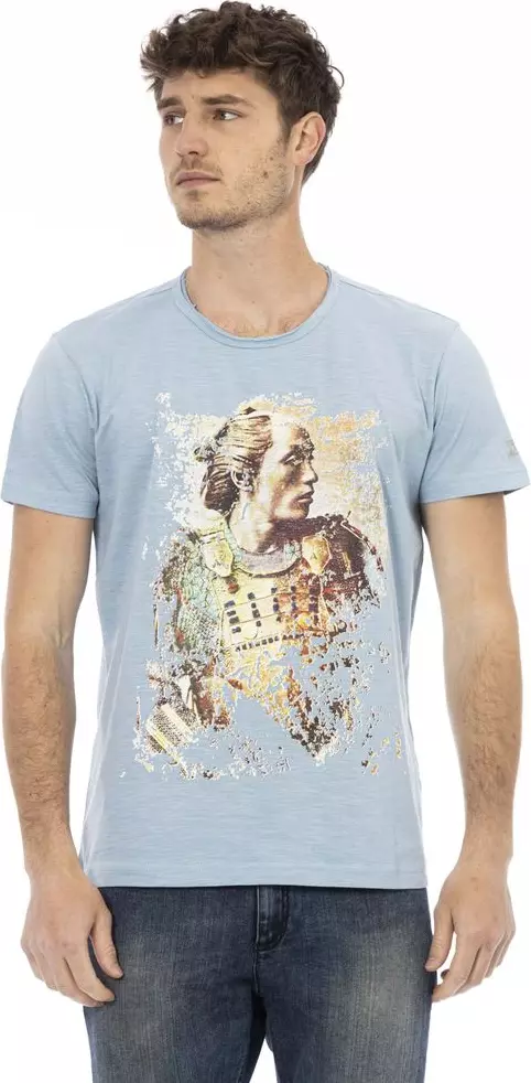 Light Blue Cotton Men T-Shirt