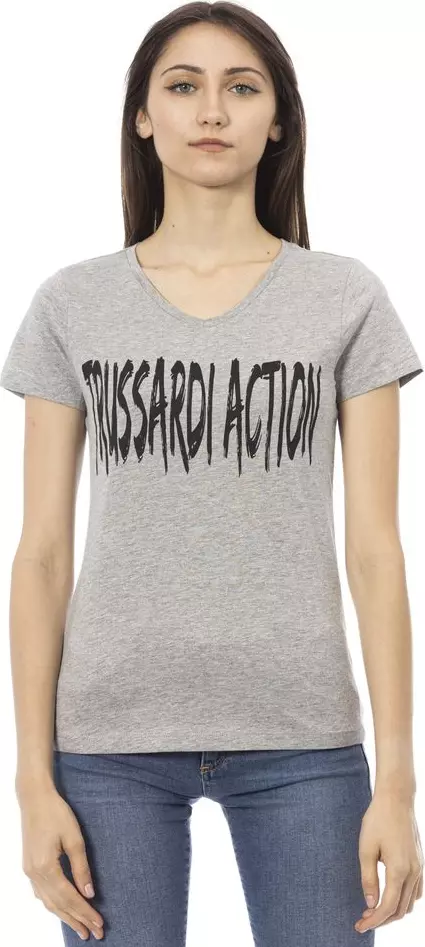 Gray Cotton Women T-Shirt
