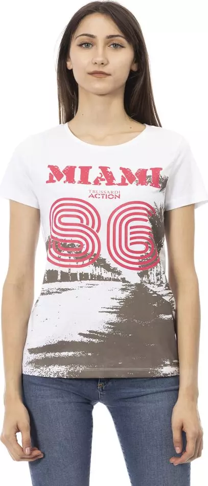 White Cotton Women T-Shirt