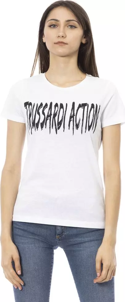 White Cotton Women T-Shirt