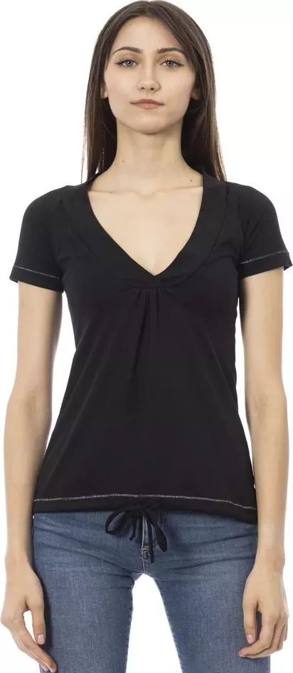Black Cotton Women T-Shirt