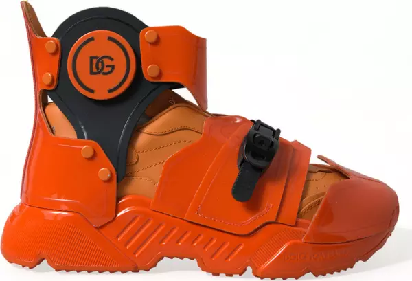 Orange Multi Panel Chunky High Top Sneakers Shoes