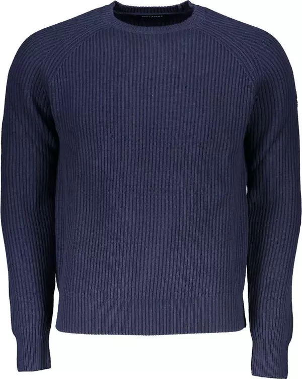 Blue Cotton Men Sweater